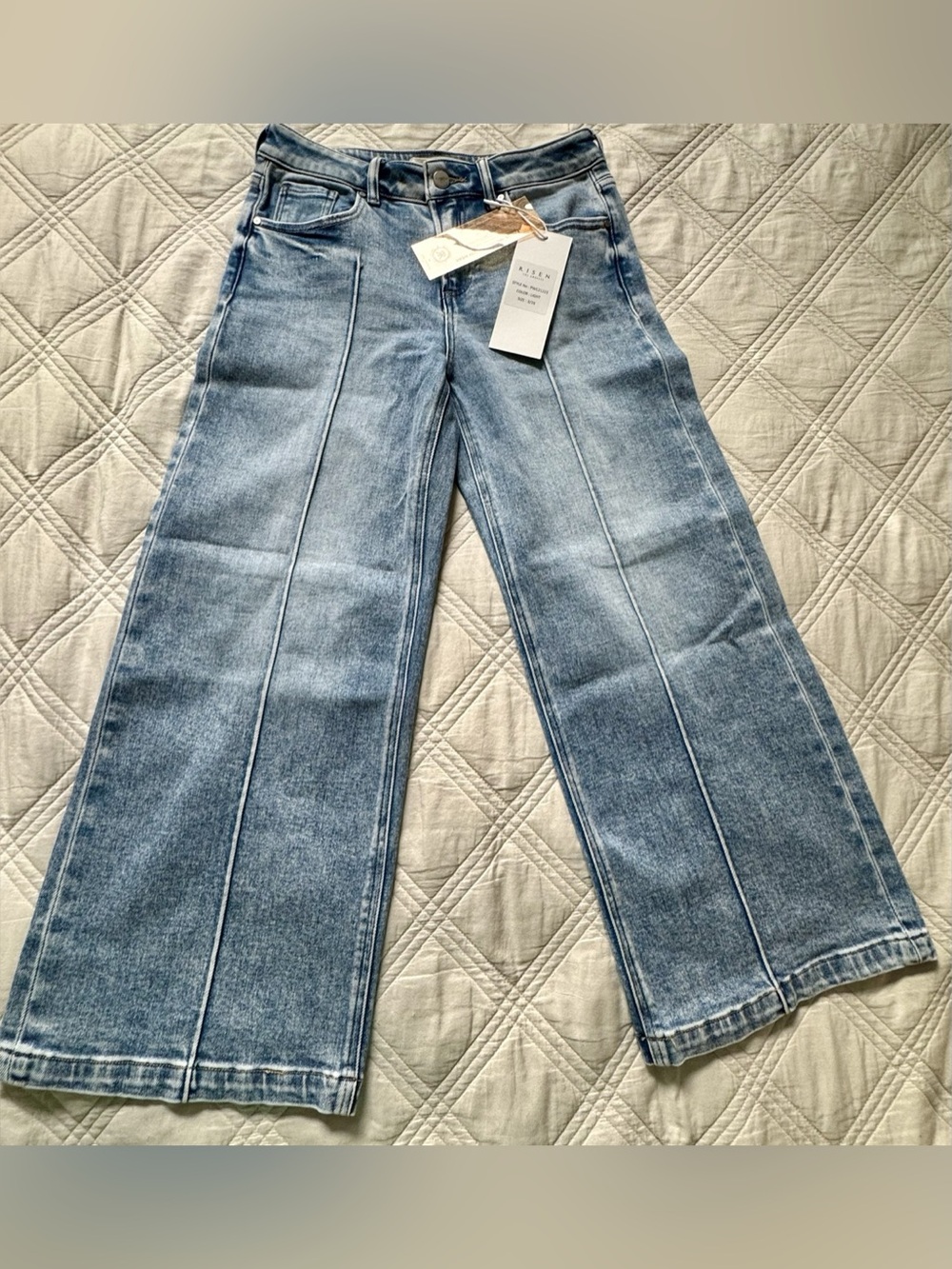 Risen Mid Rise Stretchy Crop Wide Jeans